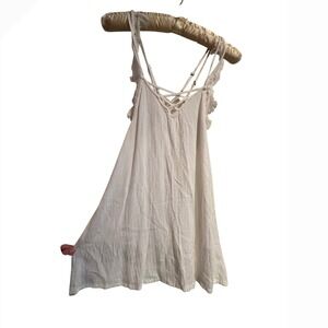 Rip Curl Womens White Strappy Crochet Lace Trim Textured Tank Top Size S